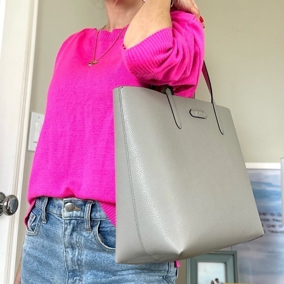 NEW Bally bag tote shoulder reversible gray silver-tone hardware handbag NWT - Picture 4 of 11